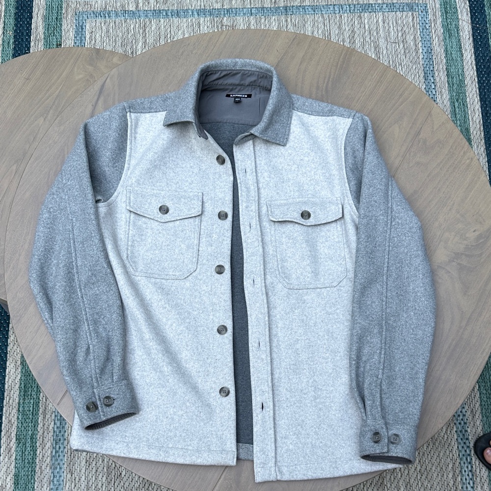 Express Two-Tone Gray Shirt Jacket